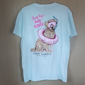 Simply Southern Women's XL T Shirt Light Ivy Mint Green Has Dog Graphic And Logo